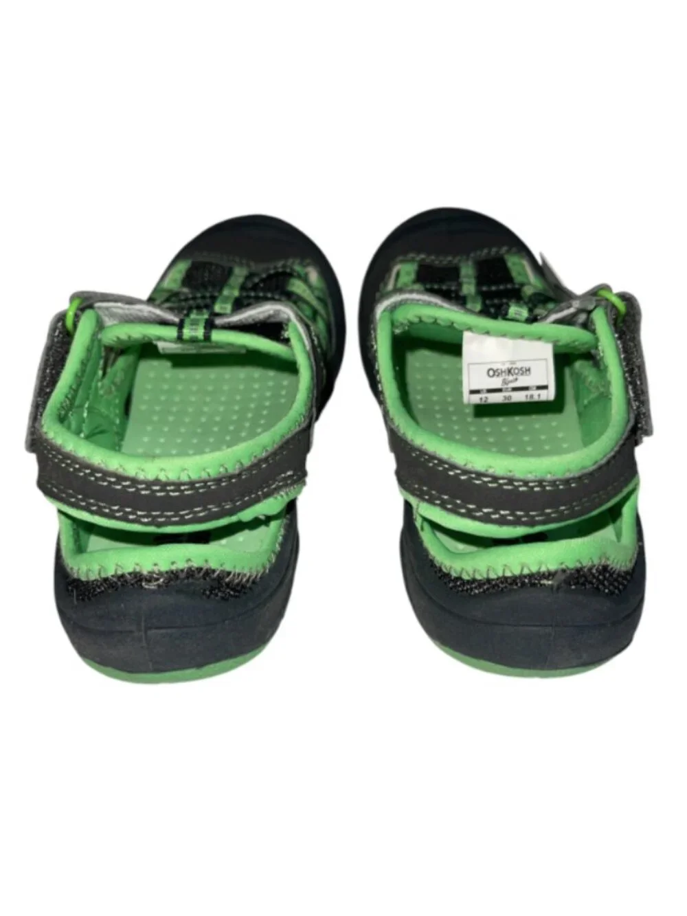New w/ Tags Children's Sz 12 Gray Lime Green Fisherman Bumper Toe Sandals Shoes